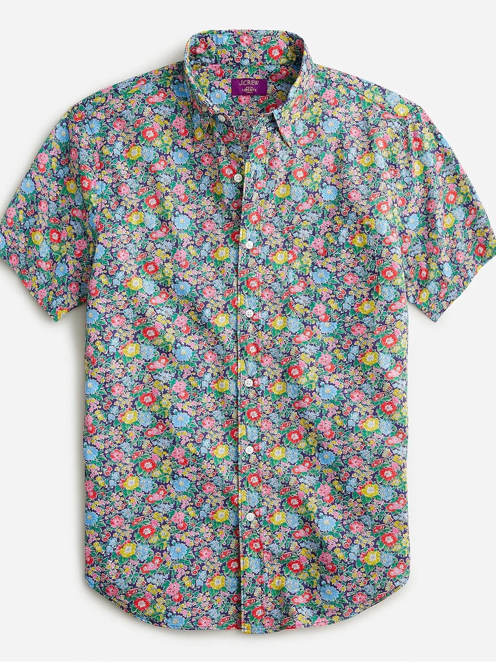 J. Crew Multicolor Floral Short-Sleeve Point-Collar Shirt Liberty Print, Size XL